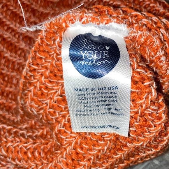 Love Your Melon Bright Orange Cotton Beanie NWOT MADE IS USA - Picture 3 of 3